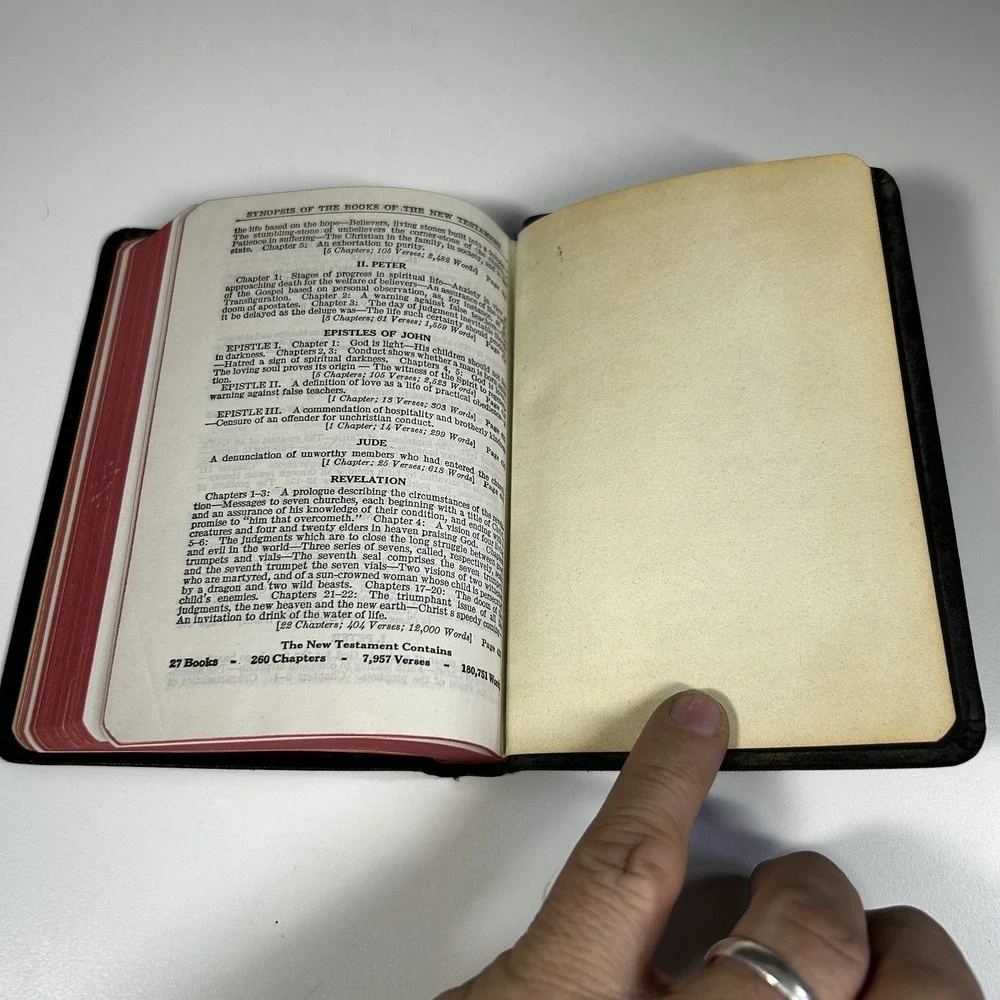 1950's New Testament Red Letter Edition Black Leather Pocket Bible Vintage
